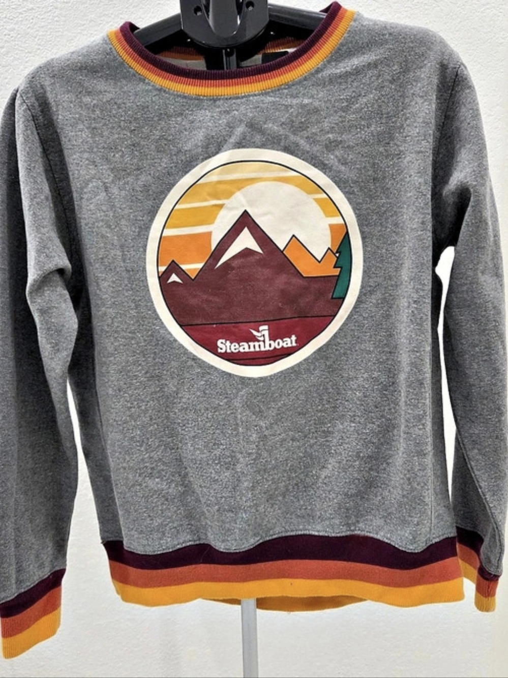 Steamboat Colorado Ski Resort Sweatshirt Medium Retro Mountain Graphic Gray